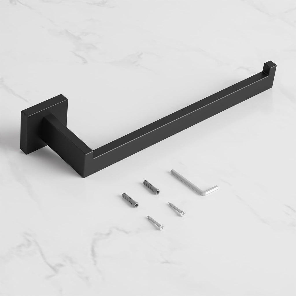 HITSLAM Matte Black 9 Inch Hand Towel Bar for Bathroom, SUS304 Stainless Steel Kitchen Hand Towel Holder Wall Mounted, Modern Home Decor Bath Towel Rack with Hardware Accessories