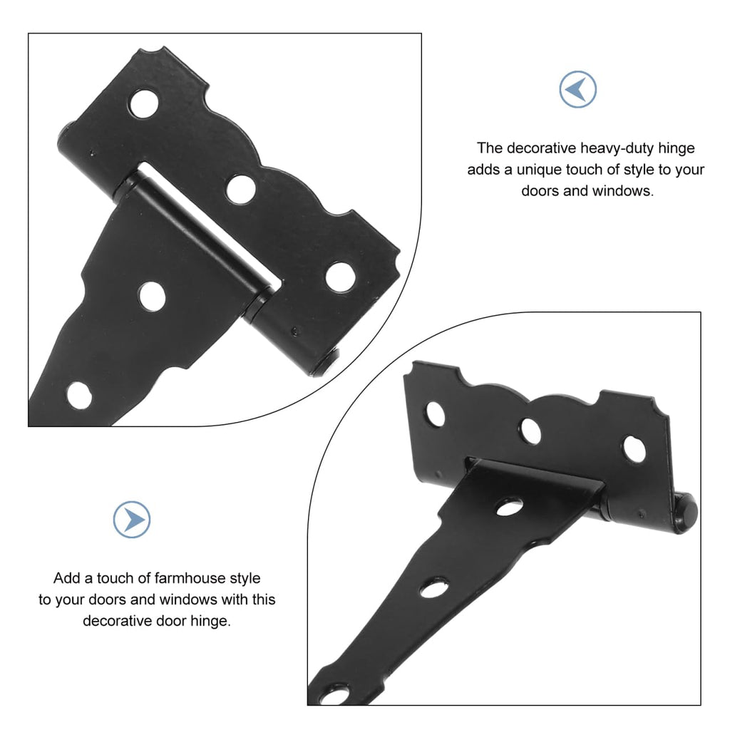Barn Door Hinges 5 Inch Matte Black T Hinges Heavy Duty Decorative Hardware for Doors and Windows Sturdy Support for Farmhouse Style