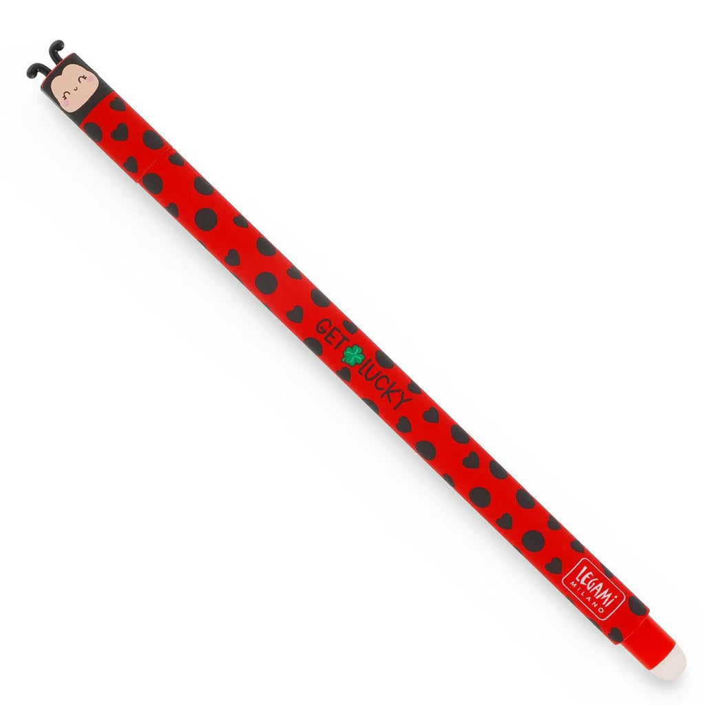 LEGAMI - Set of 8 Erasable Gel Pens with Thermosensitive Erase Ink, Range of ink colours & barrel designs, 0.7mm Tip, Ladybug, Monster, Tiger, Butterfly and Farmyard Designs