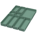 9 Pcs Organizer Trays Set, Multifunctional Stackable Storage Trays for Bedroom, Bathroom, Kitchen Drawer Organizer. Plastic Drawer Storage Boxes Available In 5 Colours, White, Black, Military Blue, Dusty Rose And Forest Green