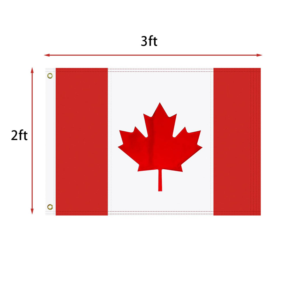 Canada flag Canadian Flag 2x3 FT Made Of 210D Heavy Duty Canada Flags with Embroidered Maple Leaf and Brass Grommets (36-Inch x 24-Inch (2x3 Ft)