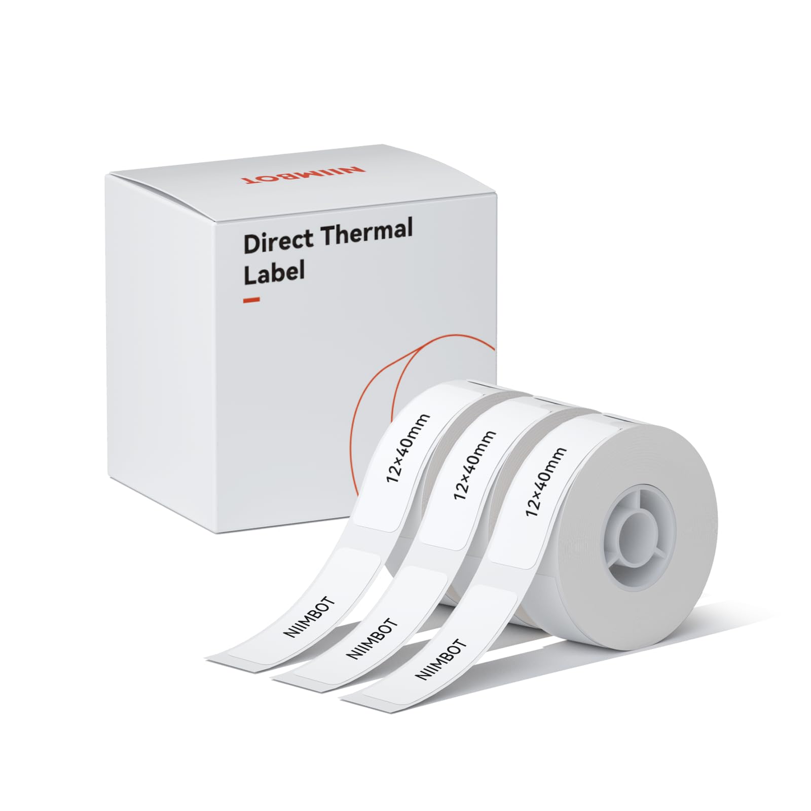 NIIMBOT Label Maker Tape for D11/D110/D101 Label Maker, 12 x 40 mm (0.47'' x 1.57''), 3Rolls for Home Office Labeling Tape Replacement, White
