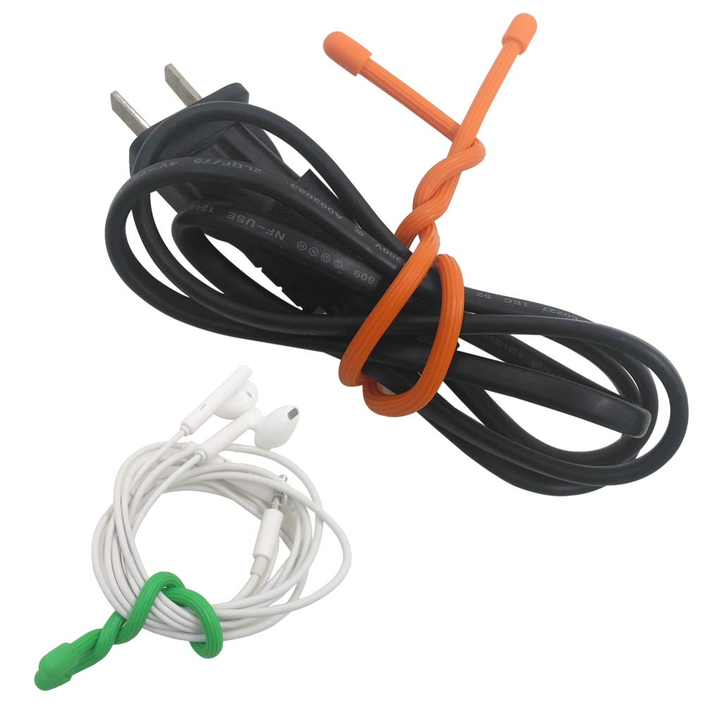 24 Pcs Twist Ties, SENHAI 18" 12" 3" & 6" Silicone Cable Ties Reusable Rubber Straps Holder for Cord Management Cording Hanging - Black, Green, Orange, Red