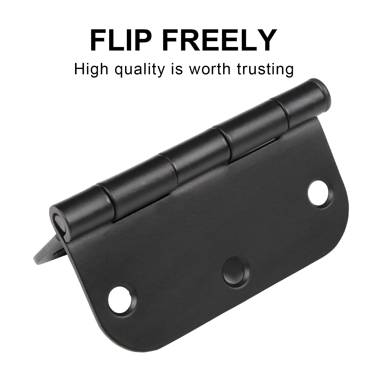 FANMAOUS 6 Pack Matte Black Door Hinges 3 Inch Interior and Exterior Door Hinges with 5/8" Radius Corners for Interior Door/Residential Use