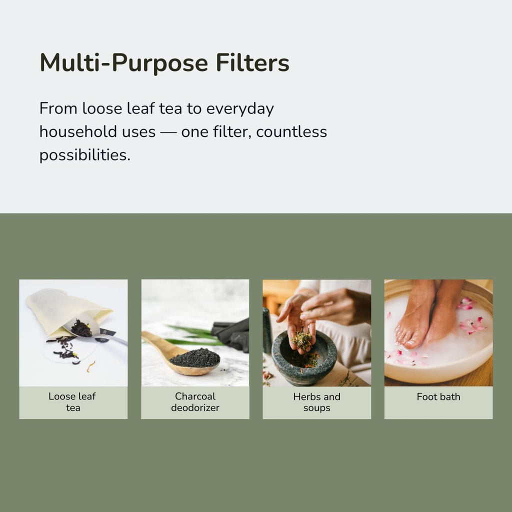 Ecowilli Tea Bags for Loose Tea Biodegradable Tea Filter Bags Drawstring 150-pack, Natural Paper Unbleached Tea Filters
