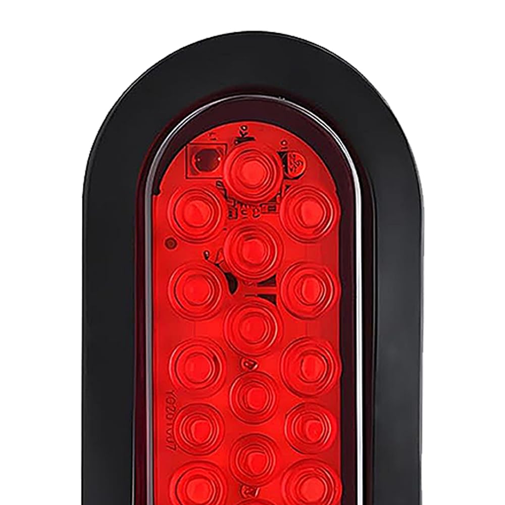 Yanchaofeiauto 6" Oval Red LED Trailer Lights Kit 2PCS 22 LEDS IP68 Waterproof Stop/Turn/Brake Tail Lights Compatible with Truck RV Boat Bus Lorry Camper Van Caravan