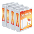 Cardinal Binders, 3-Ring Round Rings, 1.5 Inch, White, Holds 350 Sheets, ClearVue Custom Covers, Non-Stick PVC-Free Material, Recycled Content, 4-Pack for Office, School, or Home