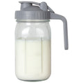 Breast Milk Pitcher, Mason Jar 32 oz, Heavy Duty Wide Mouth Jar with Flip Cap Lid and Pour Spout - Airtight Seal for Freshness and Convenience - Great for Cold Beverages, and Home Entertaining
