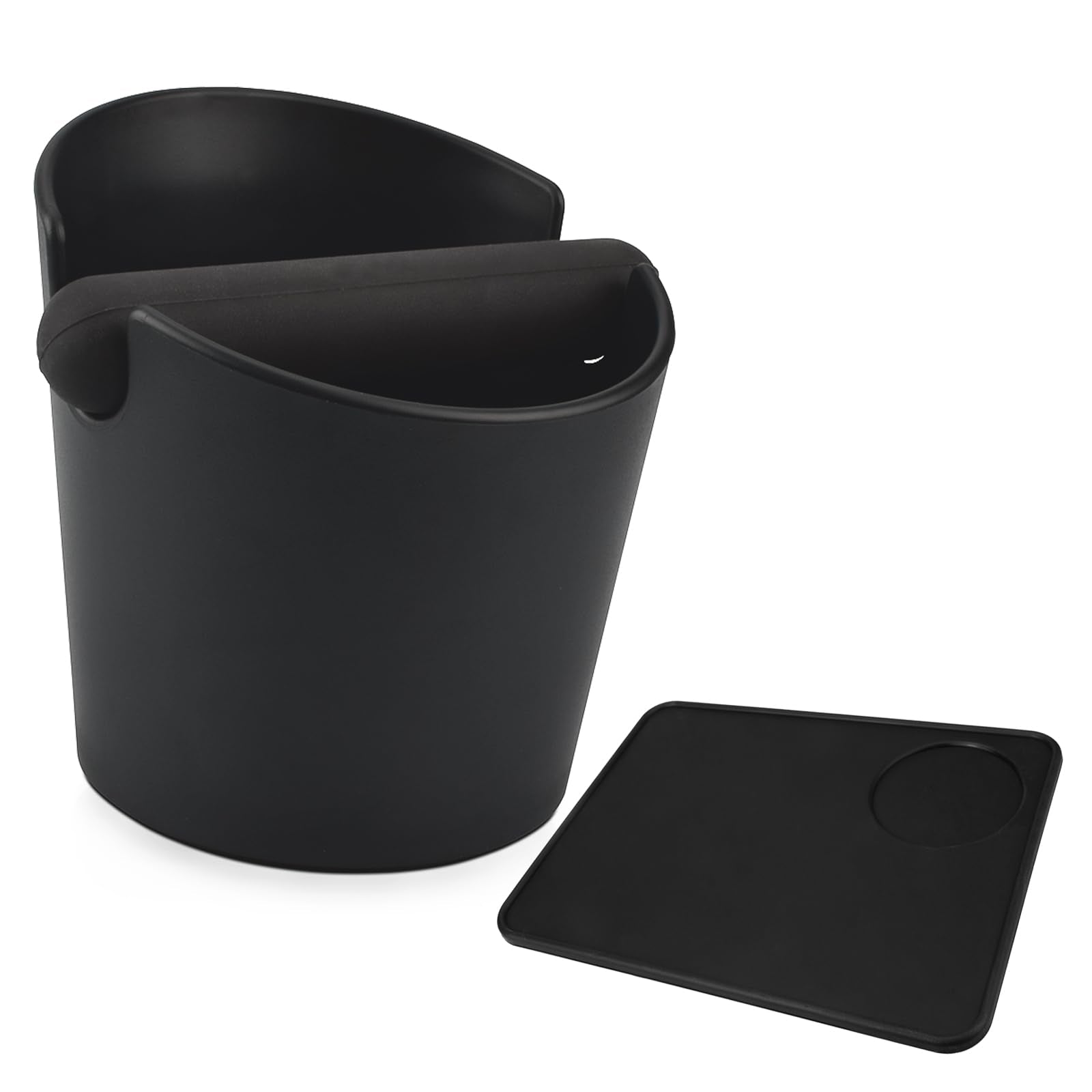 HOMEE Coffee Knock Box 4.8 Inch with Coffee Tamping Mat,Shock-Absorbent Durable Barista Style Knock Box with Removable Knock Bar and Non-Slip Base, Equipped Silicone Anti-Slip Espresso Tamping Mat
