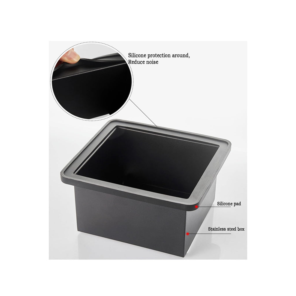 Coffee Knock Box, Espresso Knock Box Coffee Bin Barista Accessories Coffee Machine Accessories, Stainless Steel Small Coffee Knock Box Container with Silicone Knock Bar and Non Slip Base