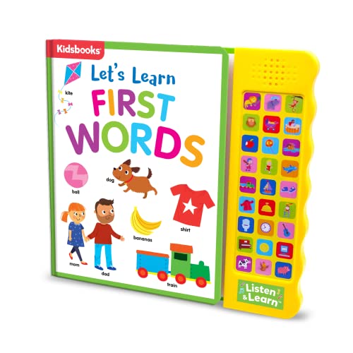 Let’s Learn First Words – Interactive 27-Button Sound Book for Babies & Toddlers with Adorable Art and Real-World Sounds