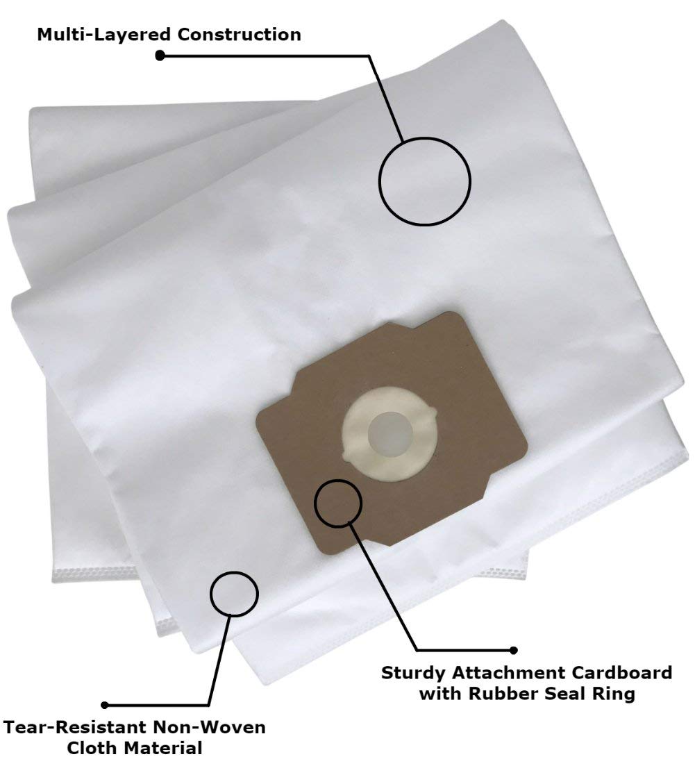 Vacurama Premium Central Vacuum Bags - Compatible For Beam, Electrolux, Eureka, Kenmore, Husky, Mastercraft, White Westinghouse, Nutone Broan, Nilfisk, & Other Brands, Tear-Resistant Cloth Bags - 3Pk