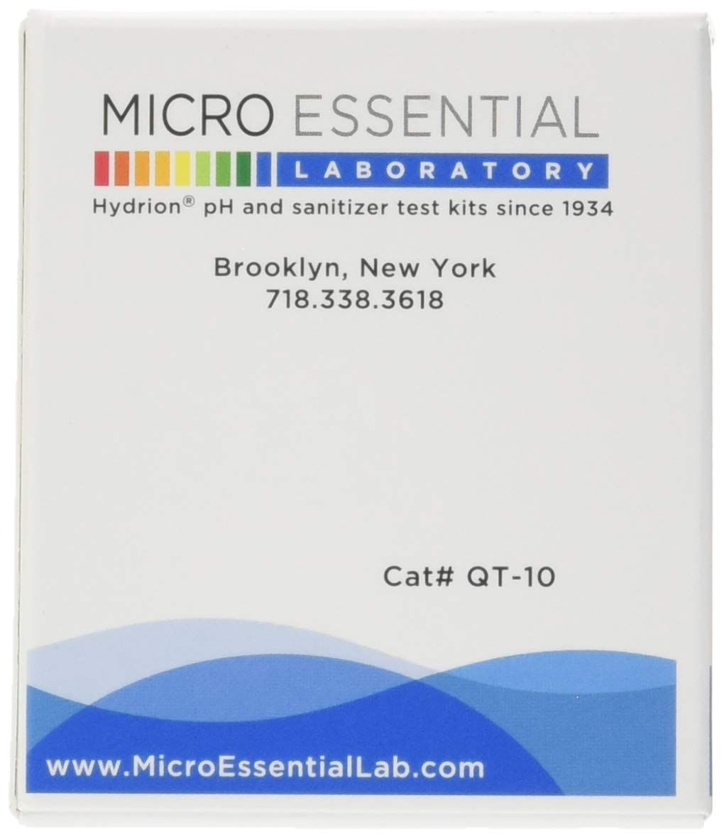 Micro Essential Lab QT-10 Plastic Hydrion Low Range Quat Check Test Paper Dispenser, Single Roll, Food Service Test Strips, 0-400ppm