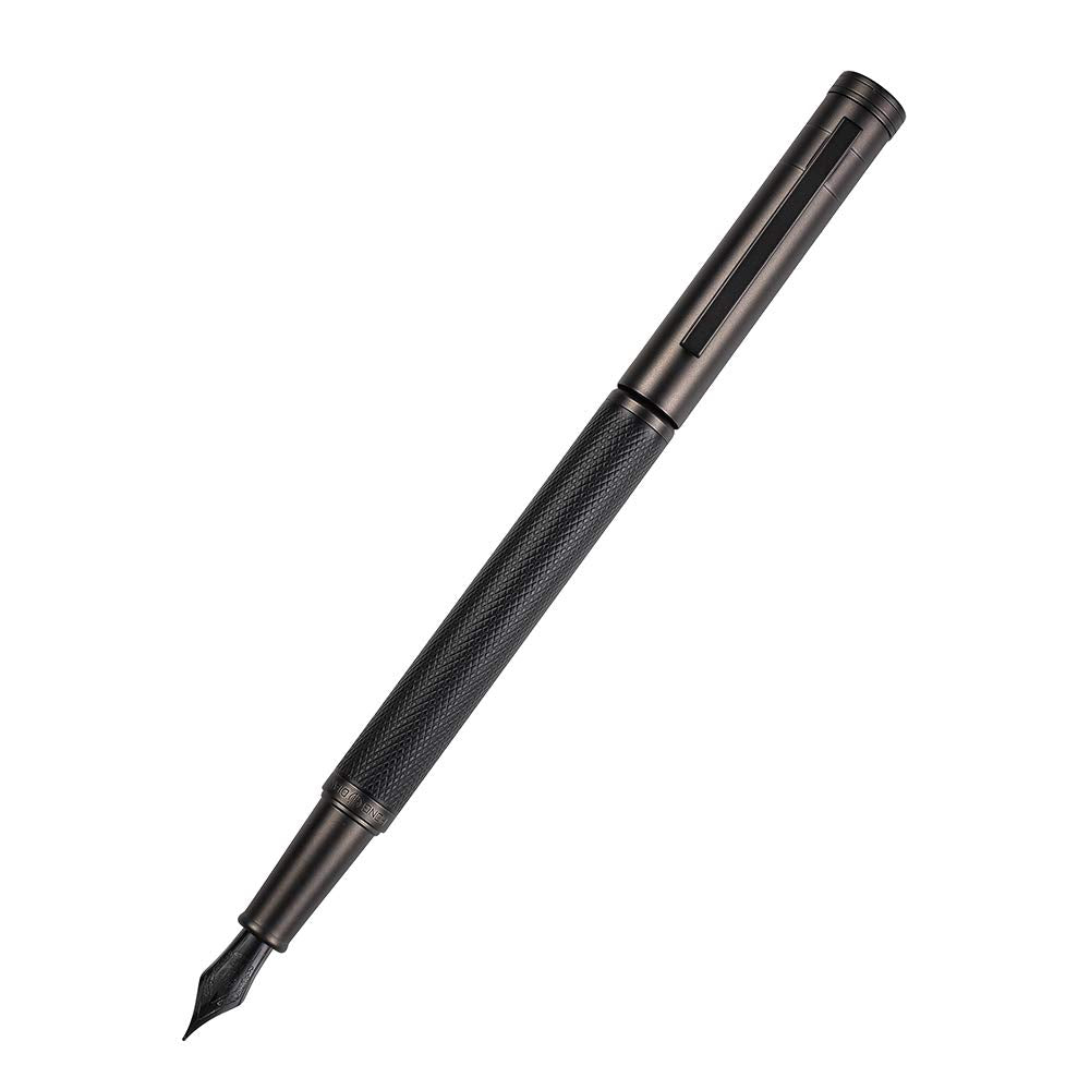 Asvine Matte Black Forest Fountain Pen Extra Fine Nib Classic Design with Converter and Metal Pen Box Set