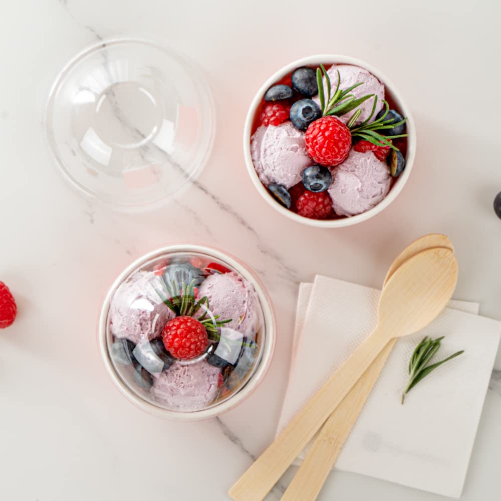 Restaurantware-LIDS ONLY: Dome-Shaped Lids, 50 Transparent Plastic Lids for 5 Ounce Coppetta to Go Cups - Cups Sold Separately, Disposable, Clear Plastic Dessert Cups Lids, for Dessert Takeaways