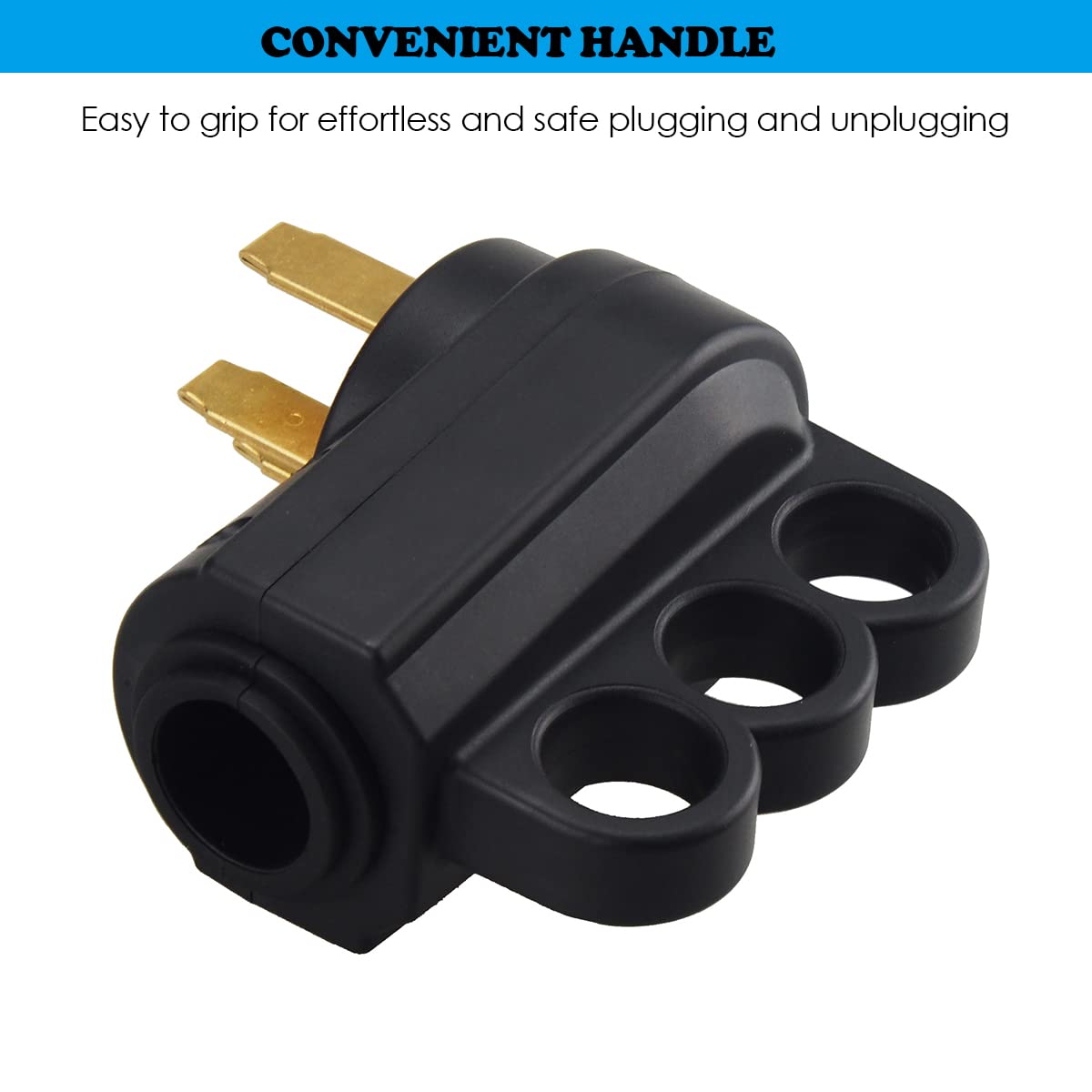 Veepeak 50 Amp RV Plug Male Replacement NEMA 14-50P Heavy Duty 125V/250V 4 Prong Electrical Power Connector Extension Cord End with Easy to Grip Handle