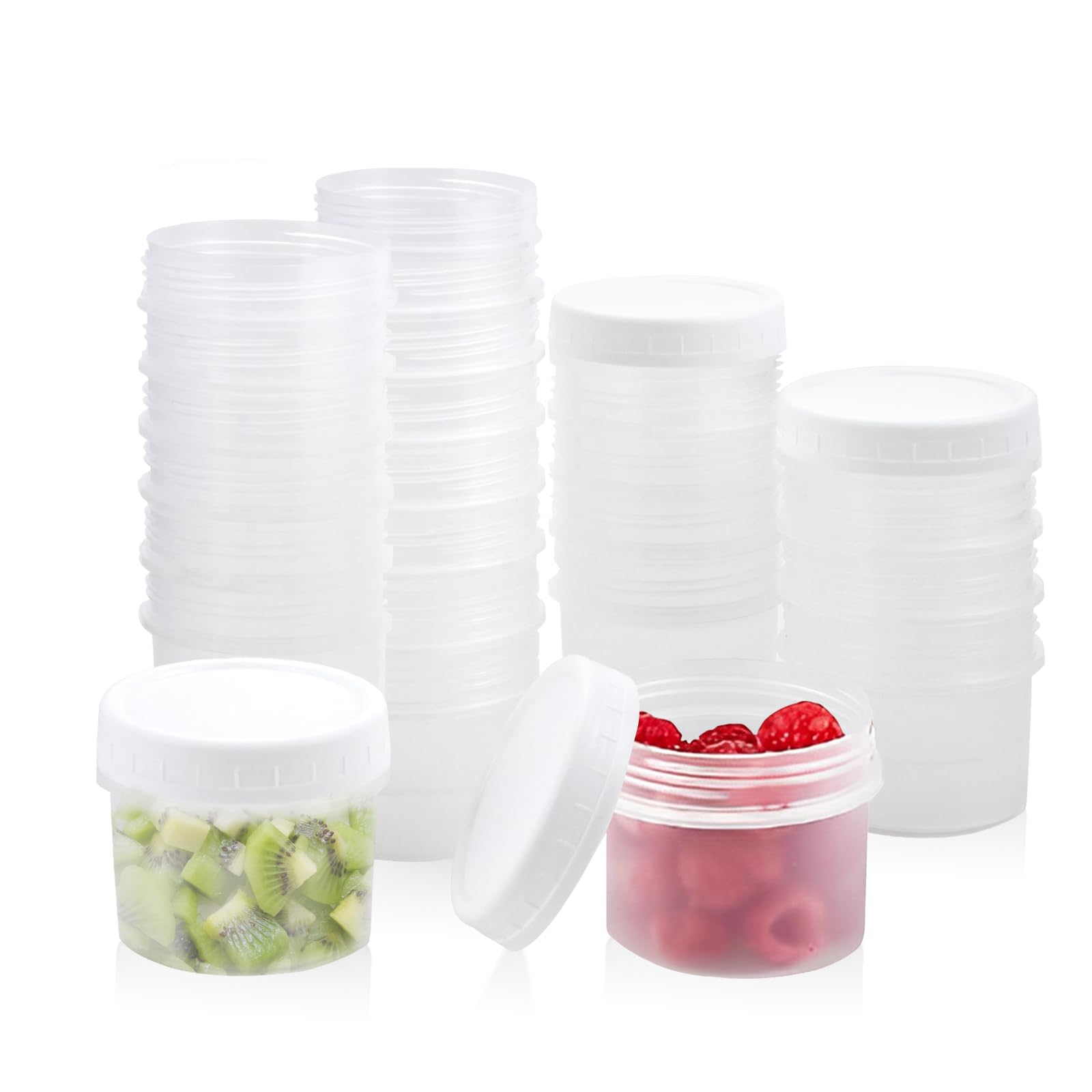 RUITENG 36 Pack Food Containers with Screw Lids, 5 oz Plastic Food Storage Containers for Small Deli Sauce Fruit Jars, Small Reusable Ice Cream Containers with Lids for Food Meal Prep Snack