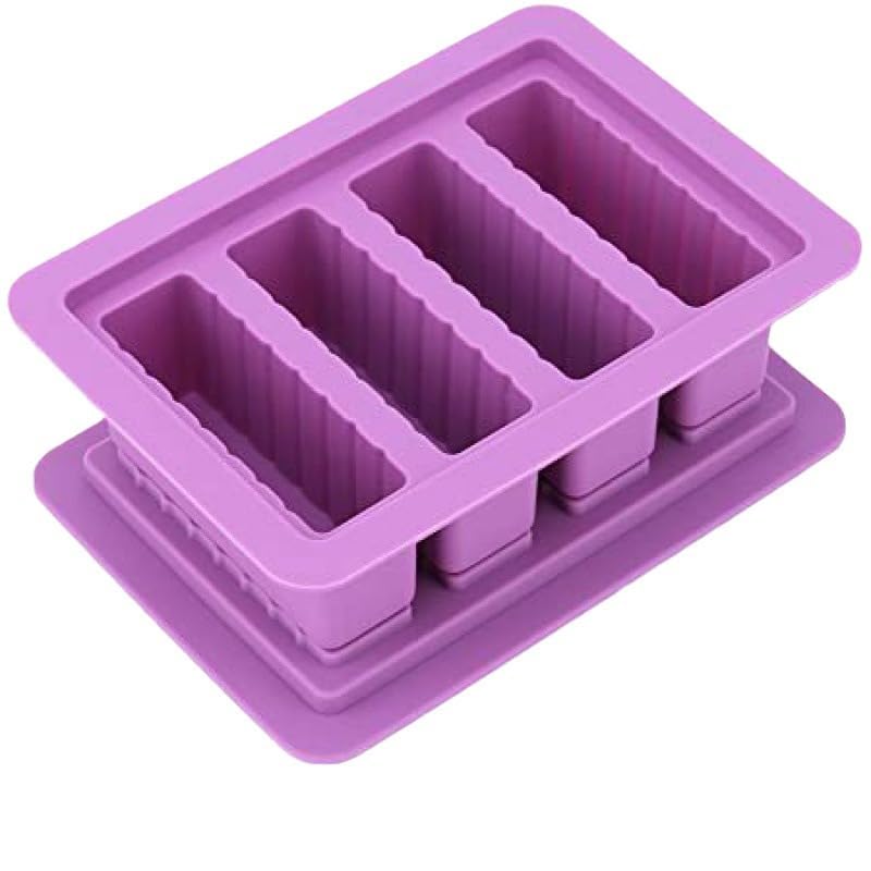2PCS Butter Silicone Mold with Lid, Non-Stick Butter Mold Tray with Measurements, Butter stick molds with butter paddles for Making Butter for Chocolate Making and Homemade Cakes Baking (Blue&Purple)