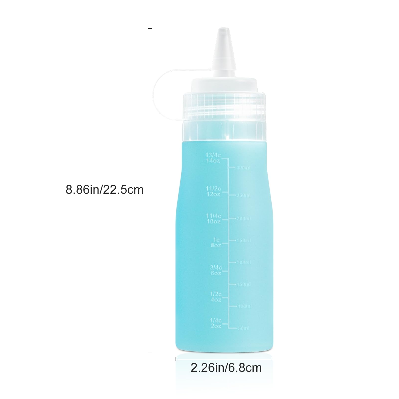 Mrsdry 16oz Condiment Squeeze Bottles for Sauce, BPA Free Leak Proof Squeeze Bottles, Squirt Reusable Silicone Oil Container Dispenser for Ketchup, BBQ, Sauce, Grilling, Salad Dressing (Blue, 16oz)