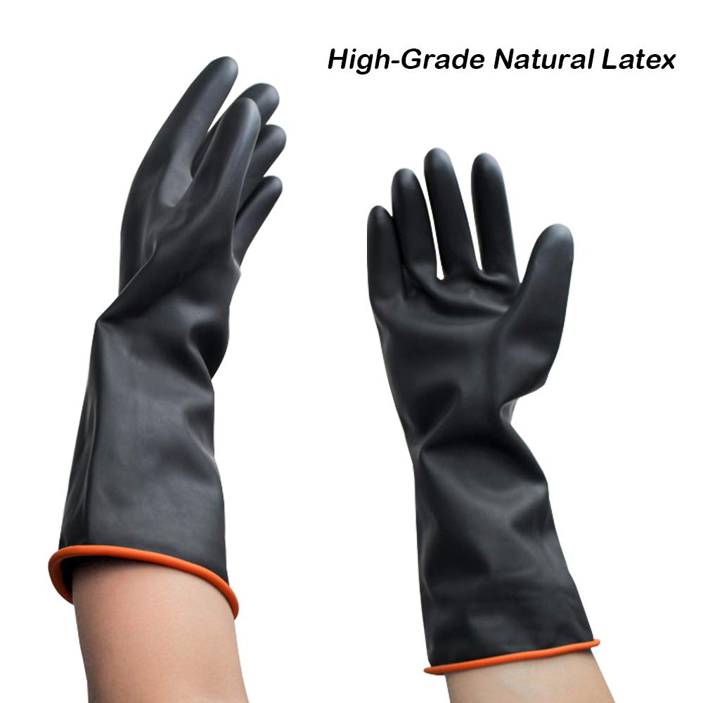 Waterproof Rubber Vinyl Apron & Heavy Duty Latex Gloves, DaKuan Ultra Lightweight Resist Strong Acid, Alkali and Oil Apron & Gloves Best for Staying Dry When Dishwashing, Lab Work, Butcher
