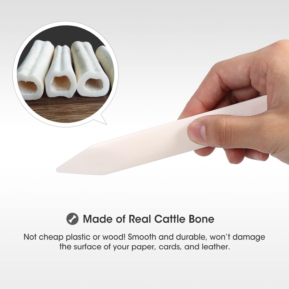 DEEDYGO 2 PCS Genuine Bone Folder Scoring Folding Creasing Origami Paper Creaser Crafting Scrapbooking Tool for DIY Handmade Leather Burnishing Bookbinding Cards and Paper Crafts (100% Cattle Bone)