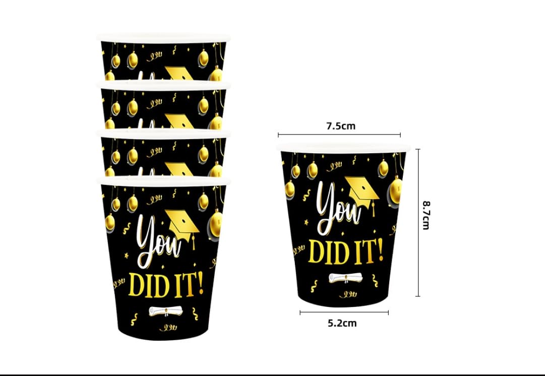 QYCX 96 Pcs Graduation Party Decorations Graduation Party Supplies Graduation Plates Napkins Cups Graduation Tableware Graduation Dinnerware Congratulation Grad Dinnerware 2025 Graduation Decorations