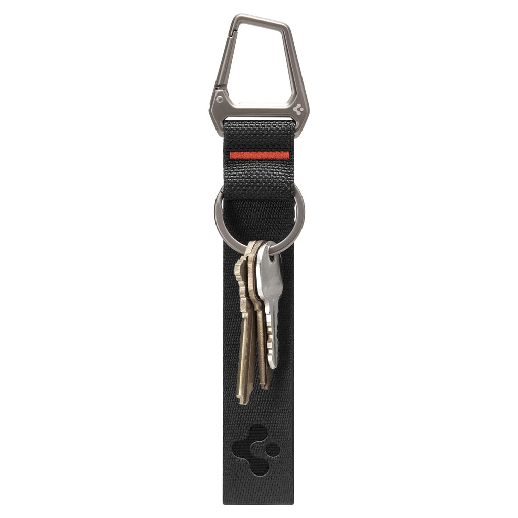 Spigen Life Carabiner Lanyard Keychain Strap for Keys ID Badge Wallet Holder and Everyday Carry Items Wristlet Keychain Ring Carabiner - Black