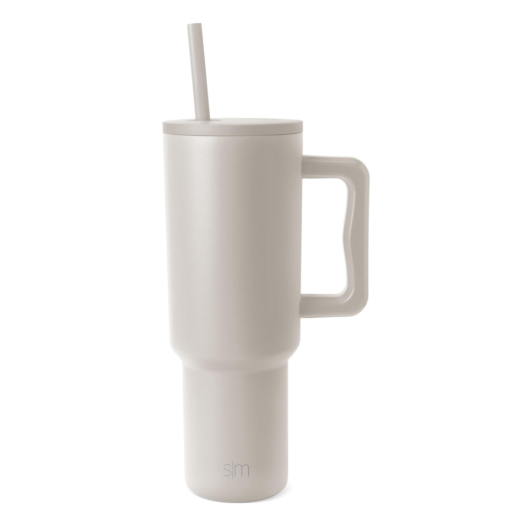 Simple Modern 40 oz Trek Tumbler with Handle and Straw | Insulated Stainless Steel Water Bottle Iced Coffee Cup Travel Mug | 40 oz | Almond Birch