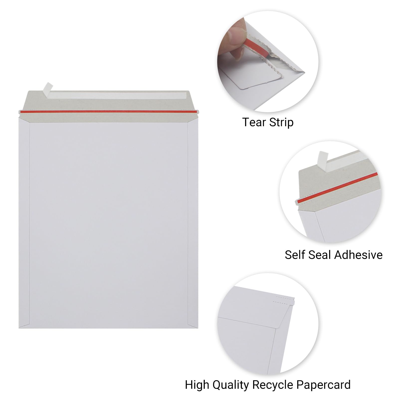 zmybcpack 25 Pack 12.75x15 inch Rigid Mailer Self Seal Photo Document Mailers Stay Flat White Cardboard Envelopes White Photography Mailers for CD, Photos, Document