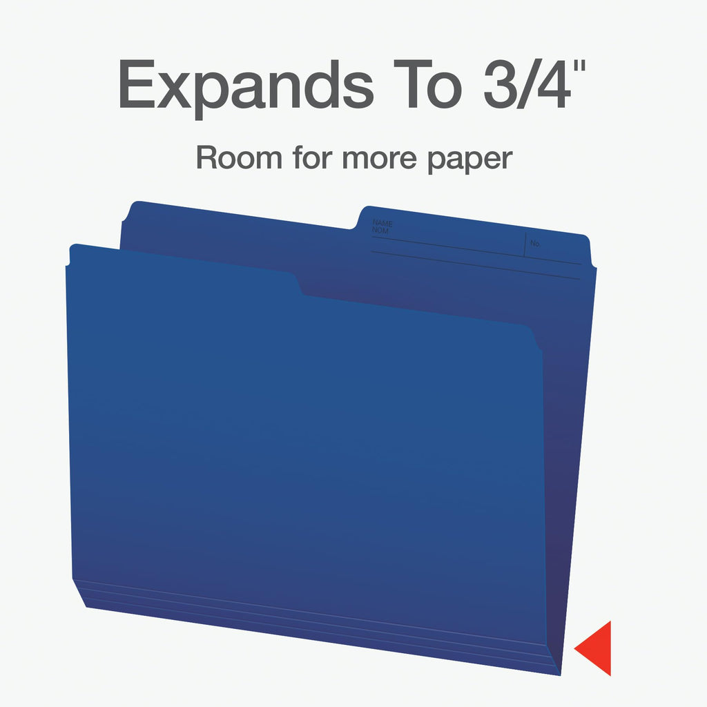 Pendaflex Color-Coded File Folders, 1/2 Cut Tab, Letter Size, Navy Blue, Box of 100