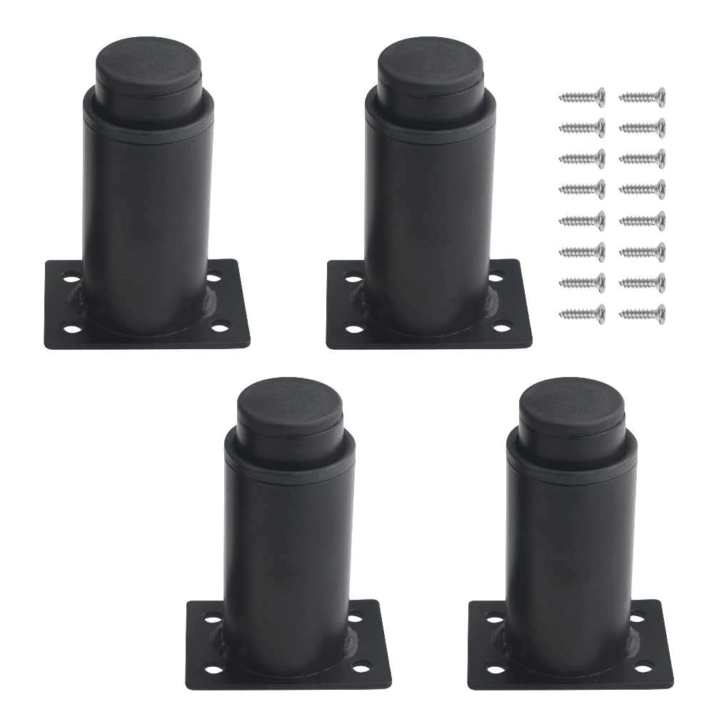 XINMEIWEN 4Pack Metal Adjustable Furniture Legs Cabinet Foot Legs Heavy Duty Bed Center Frame Slat Support Leg for Table Bed Sofa (3’’/80mm-4.7’’/120mm, Black)