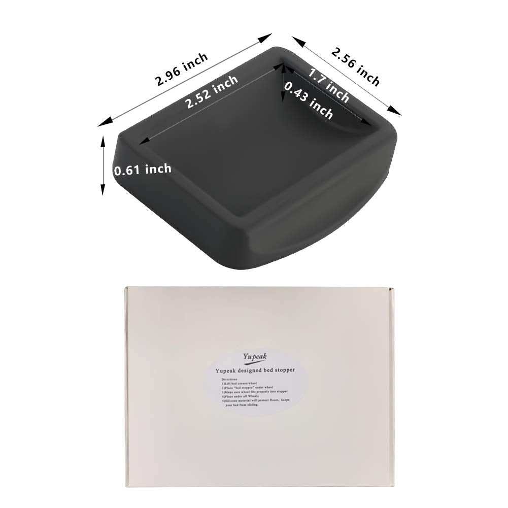Yupeak Bed Stopper & Furnitures Stopper – Caster Cups fits to All Wheels of Furniture, Sofas, Beds, Chairs – Furniture Cups Made up of Solid Silicone and Prevents Scratches (4 Pack（Black）)