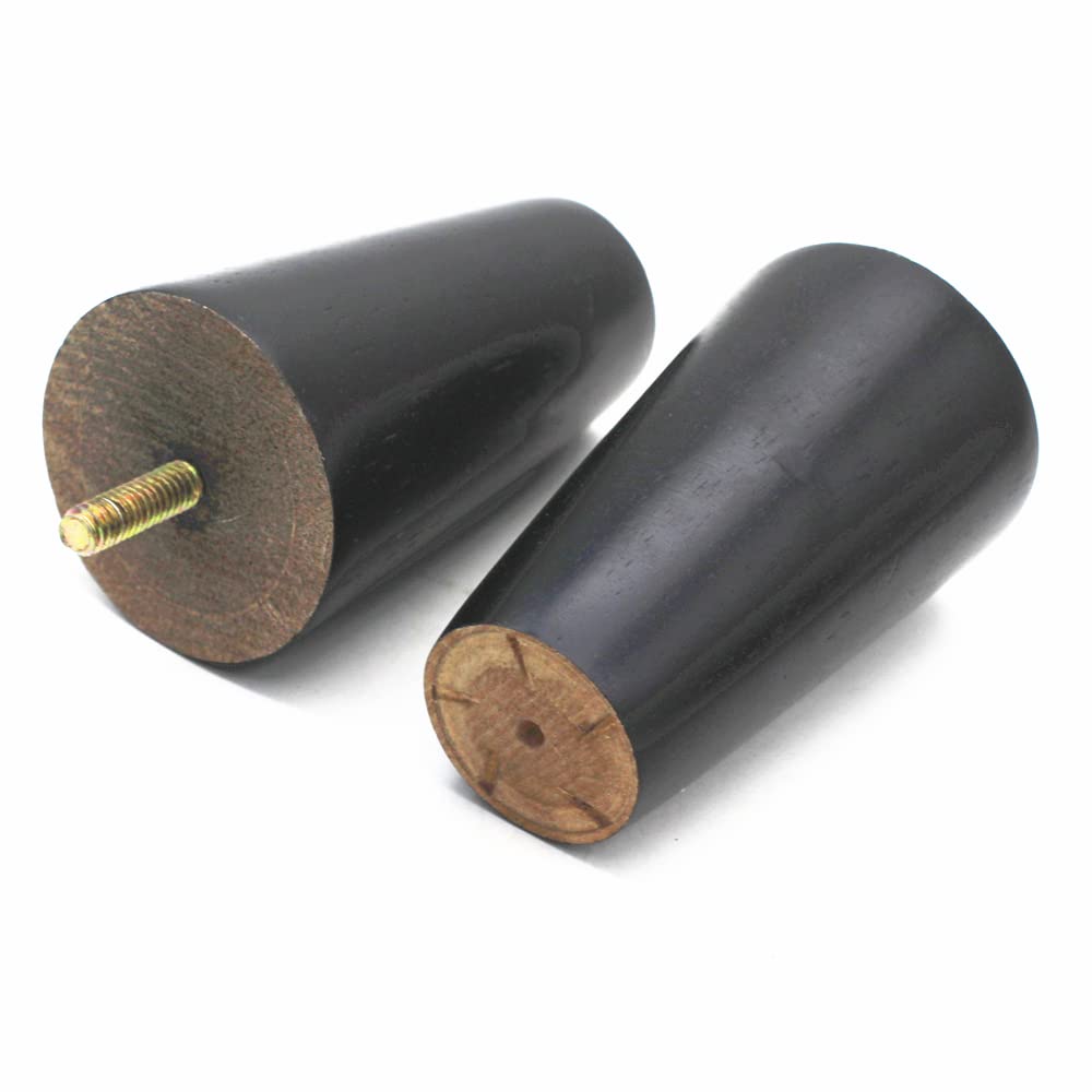 WEICHUAN Black Round Solid Wood Replacement Legs for Sofa, Couch, Chair, Ottoman, Loveseat, Coffee Table, Cabinet Furniture (4" Set of 4)