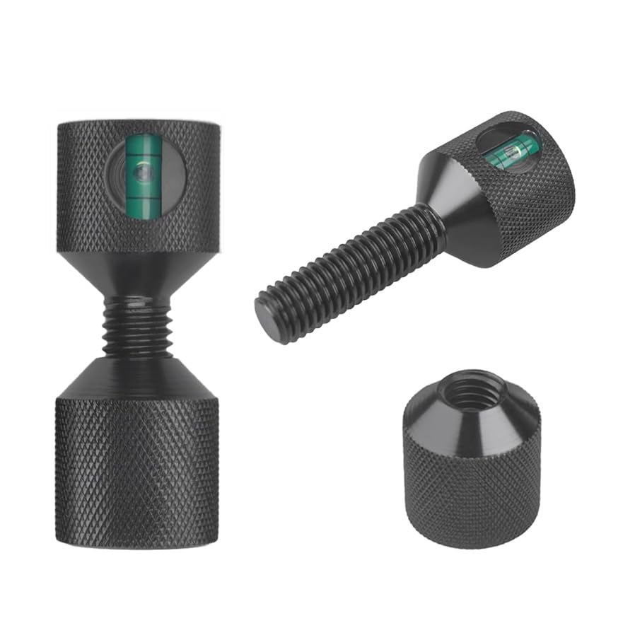 2Pcs Flange Two-Hole Positioning Pin Set with Built-in Level, 6061 Aluminum 1-1/8" Hole Gradient Aligner Tool (Black)