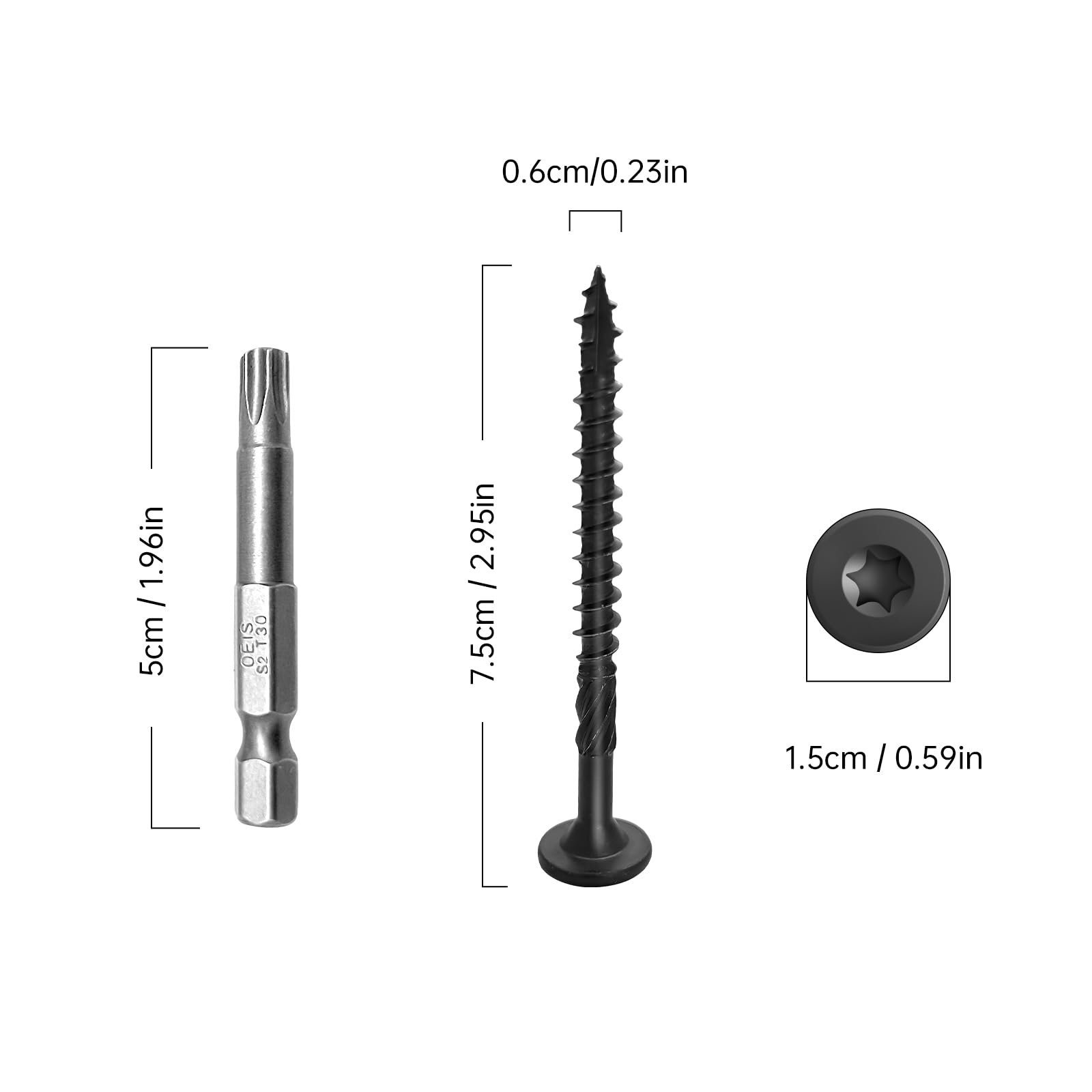 Wood Screws #14 x 3 Inch, Deck Screws 50Pcs, Heavy-Duty Outdoor Screws Assortment Fastener Kit, Rust Resistant epoxy Coated, T30 Star Bit (#14 x 3)