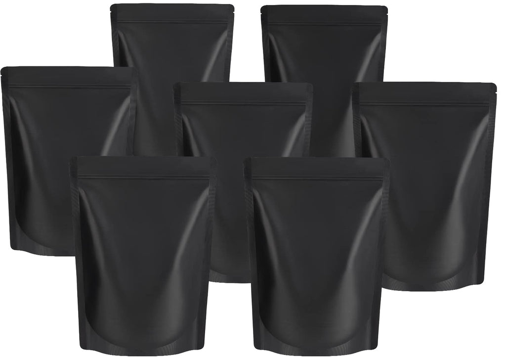 Durimoiy 50 Pack Resealable Stand Up Bags,Smell Proof Pouch Sealable Foil Pouch Bags for Food Storage (Matte Black, 6" x 8.6")