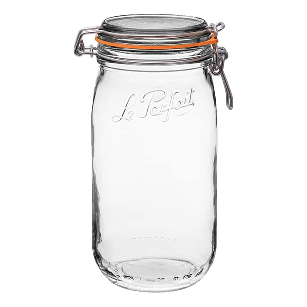 Le Parfait Super Canning Jar - 1.5L French Glass With Round Body, Airtight Lid, Wide Mouth - Clear (32oz/Quart & Half, 1 Pack)