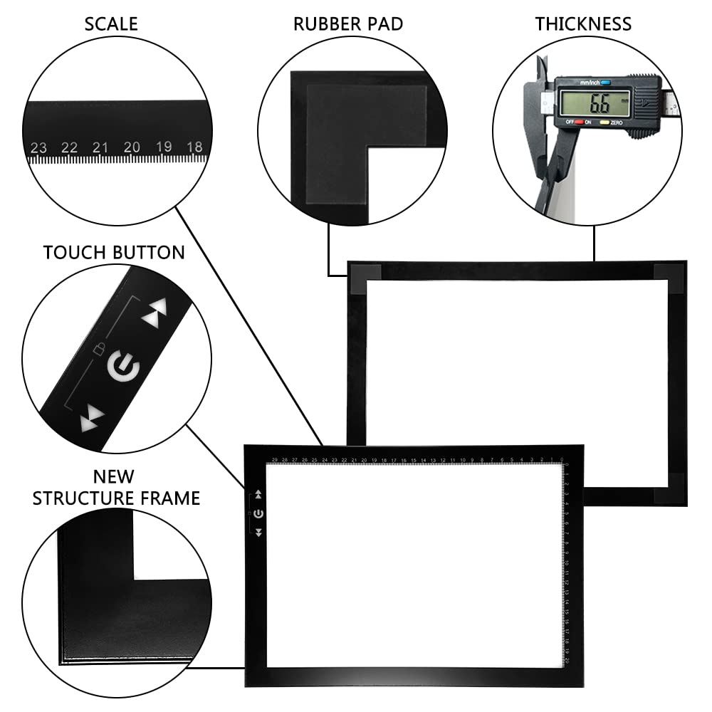 HSK A4 LED Light Board for Artists, Light Up Plate with Adjustable Brightness - for Tattoo, Sketch, Animation, and Diamond Painting Accessories