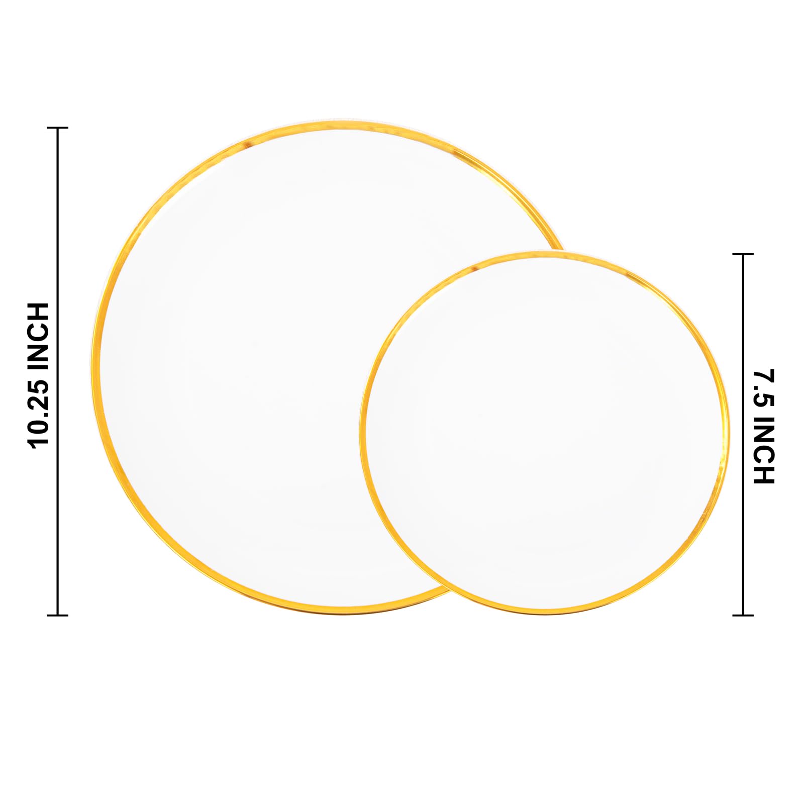 LIYH 60 Pcs Gold Plastic Plates Disposable - White Plastic Plates for Party/Weddings Include 30 White Gold Rim Dinner Plate 10.25" & 30 Dessert Plate 7.5 "