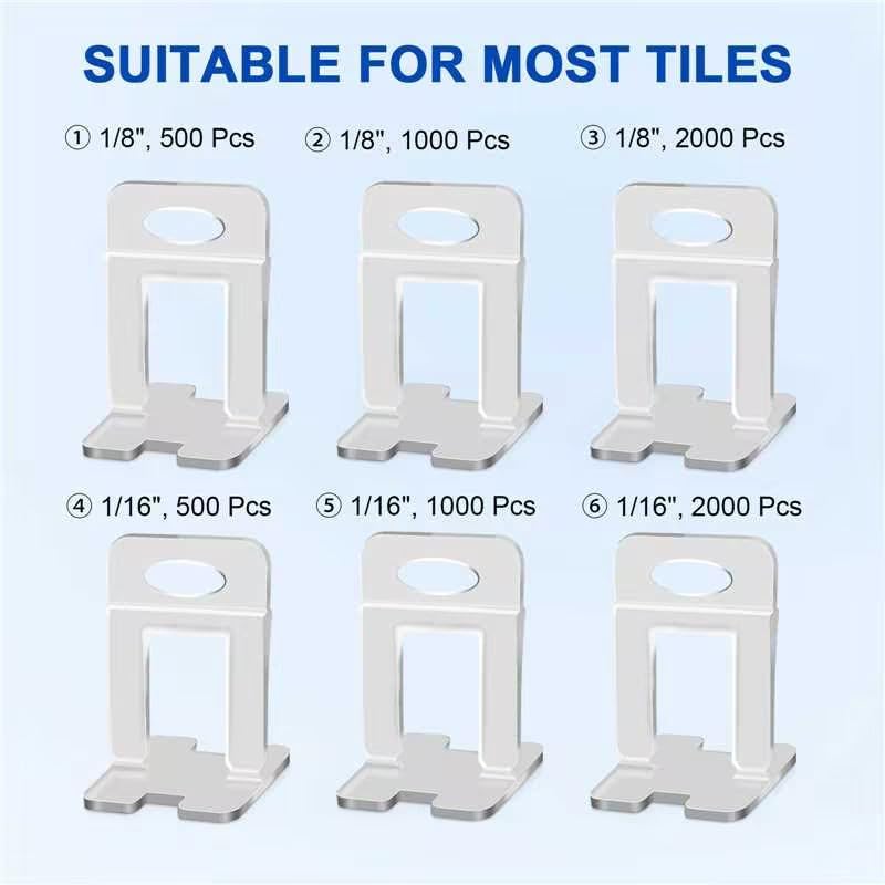 DGSL Tile Leveling System Clips - 500-Piece DIY Tiles Leveler Spacers (1/16 Inch) - Tile Leveling System for Professional Ceramic Tile and Stone Installation