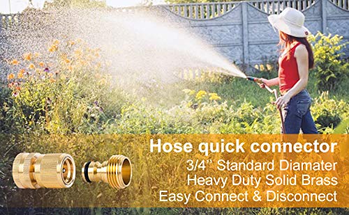 Primachen Garden Hose Quick Connectors Solid Brass 3/4 inch GHT Easy Connect Fittings No-Leak Water Hose Male Female (5 Sets)