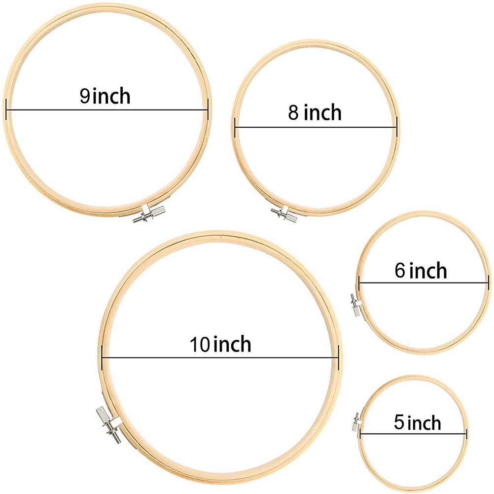 Full Range Embroidery Starter Set Including 5 Pieces Bamboo Embroidery Hoops, 100 Colors Embroidery Threads, 2 Pieces Aida Cloth and Cross Stitch Tool Kit for Beginners (100 Embroidery Thread (New))