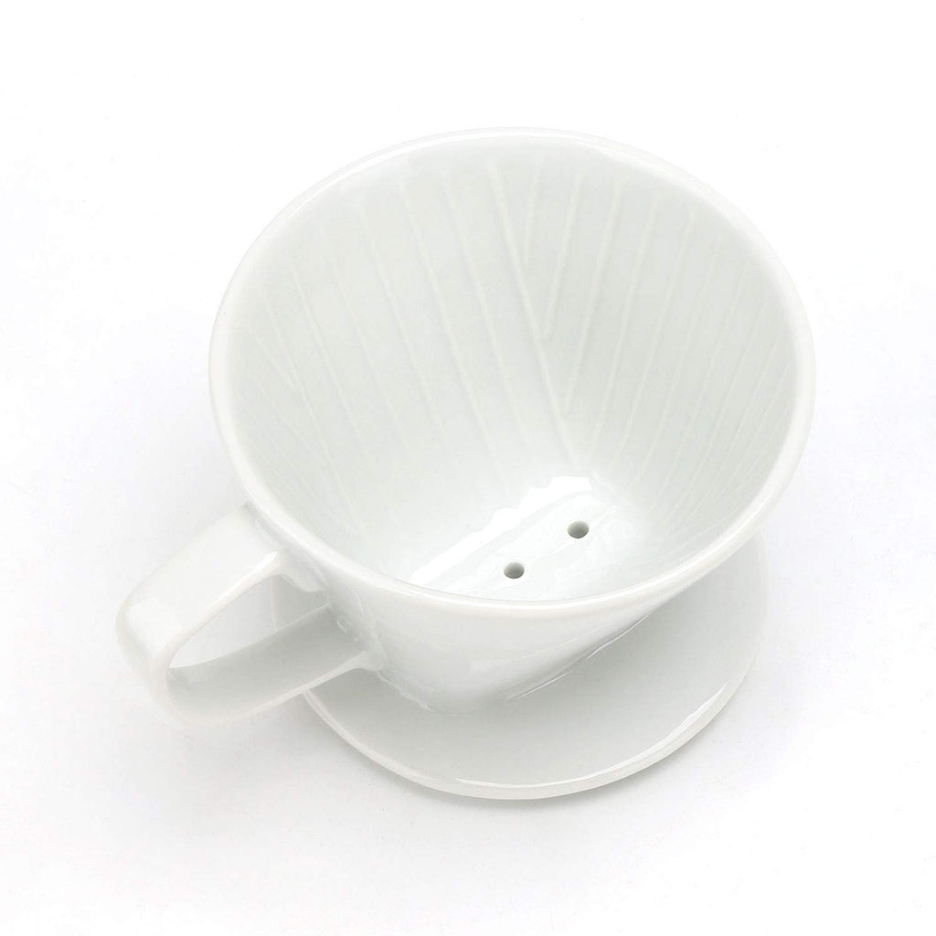 Segarty Pour Over Coffee Maker, White Ceramic Coffee Dripper Single Cup, Drip Coffee Maker Slow Brewer with 3 Holes Flat Bottom for Home, Office, Travel, Camping，Gift for Coffee Enthusiast