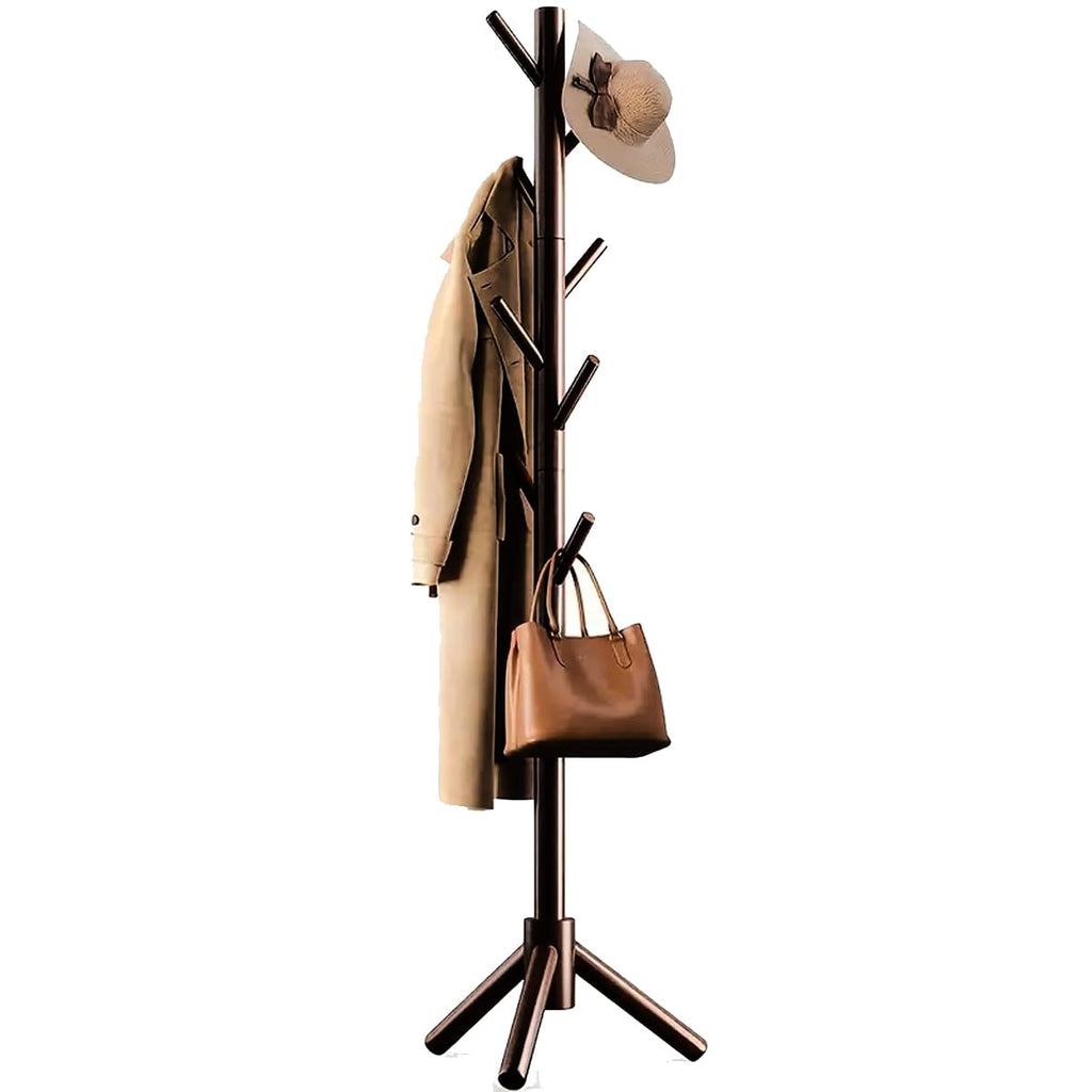 Livearty (TM) Wooden Coat Cloth Garment Hat Rack Stand, Adjustable Coat Tree, Free Standing Tree Hanger with 4 Sections & 8 Hooks for Home, Bedroom, Office, Hallway, Entryway, Apartment