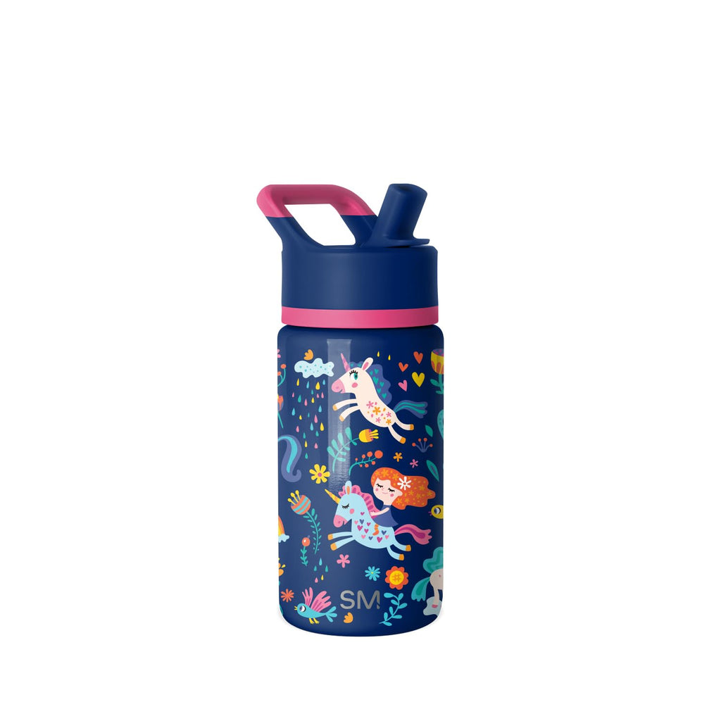 Simple Modern Kids Water Bottle with Straw | Insulated Stainless Steel Reusable Tumbler for School, Girls, Boys | Summit Collection | 14oz | Unicorn Rainbows
