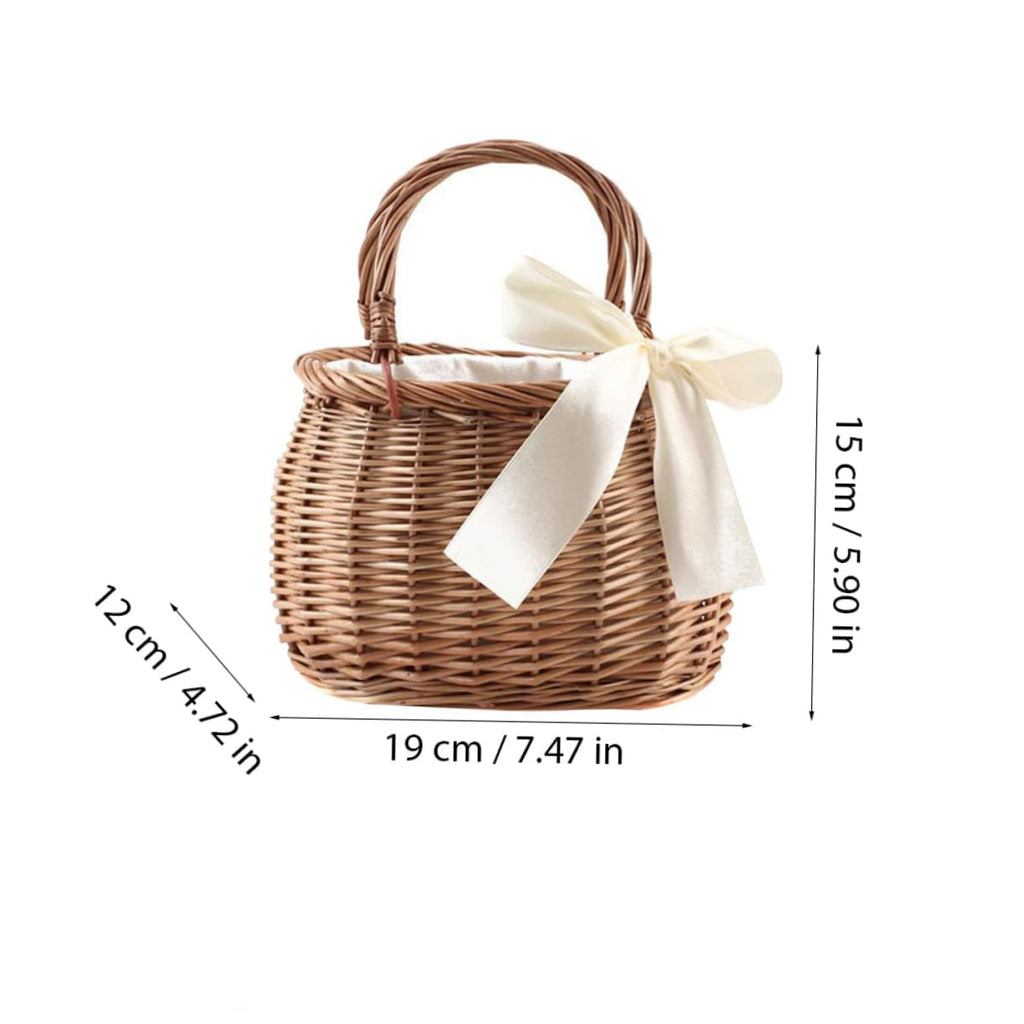 GLEAVI Handwoven Willow Flower Basket 7.48X5.90X4.72In Rustic Woven Storage Tote for Outdoor Picnic and Home Garden Decoration