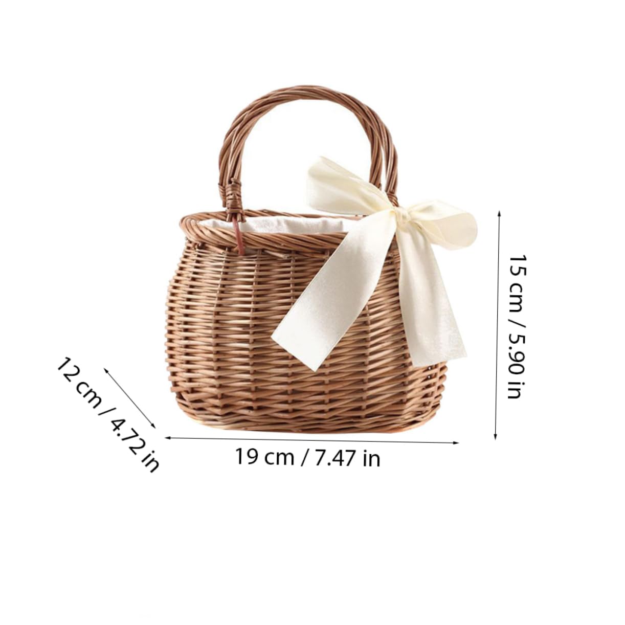 GLEAVI Handwoven Willow Flower Basket 7.48X5.90X4.72In Rustic Woven Storage Tote for Outdoor Picnic and Home Garden Decoration