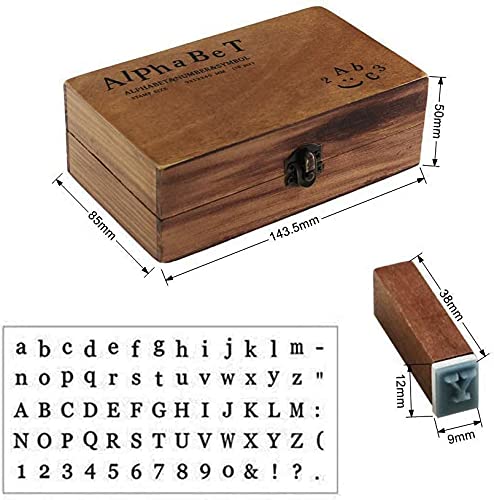 70PCS Alphabet Stamp Set Vintage Wooden Rubber Letter Number and Symbol Stamp Set with 6 Colorful Ink Pad, with Small Wooden Box, for DIY Craft Scrapbooking Planner Card Stamps Gift