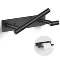 Matte Black Toilet Paper Holder, Adhesive or Screw Toilet Roll Holder Wall Mount, SUS304 Stainless Steel Double Post Pivoting Toilet Roll Holder for Bathroom, Kitchen, Washroom