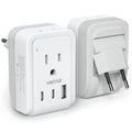 1 Pack European Travel Plug Adapter, VINTAR Foldable International Power Plug with 2 AC Outlets 3 USB Ports(2 USB C), Type C Travel Essentials Charger for Canada to Most of Europe Italy Spain France